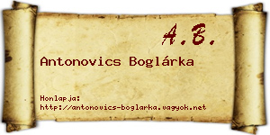Antonovics Boglárka névjegykártya
